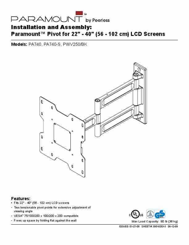 Peerless Industries Car Video System PA740-S-page_pdf